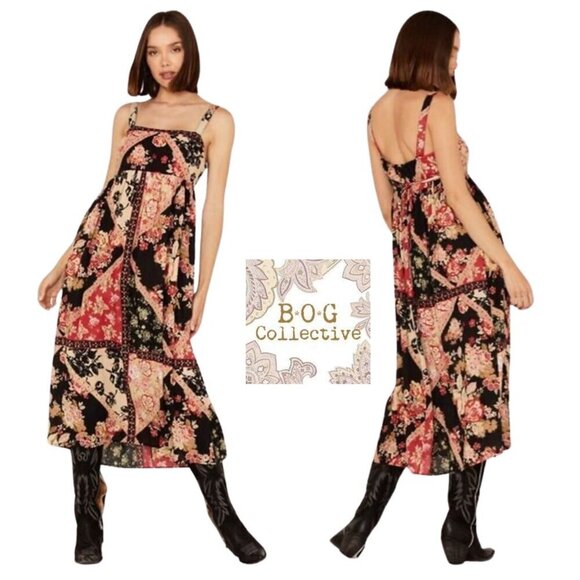 Collective Anthem of the Sun Patchwork Floral Print Sleeveless Midi Dress XS - Picture 2 of 15